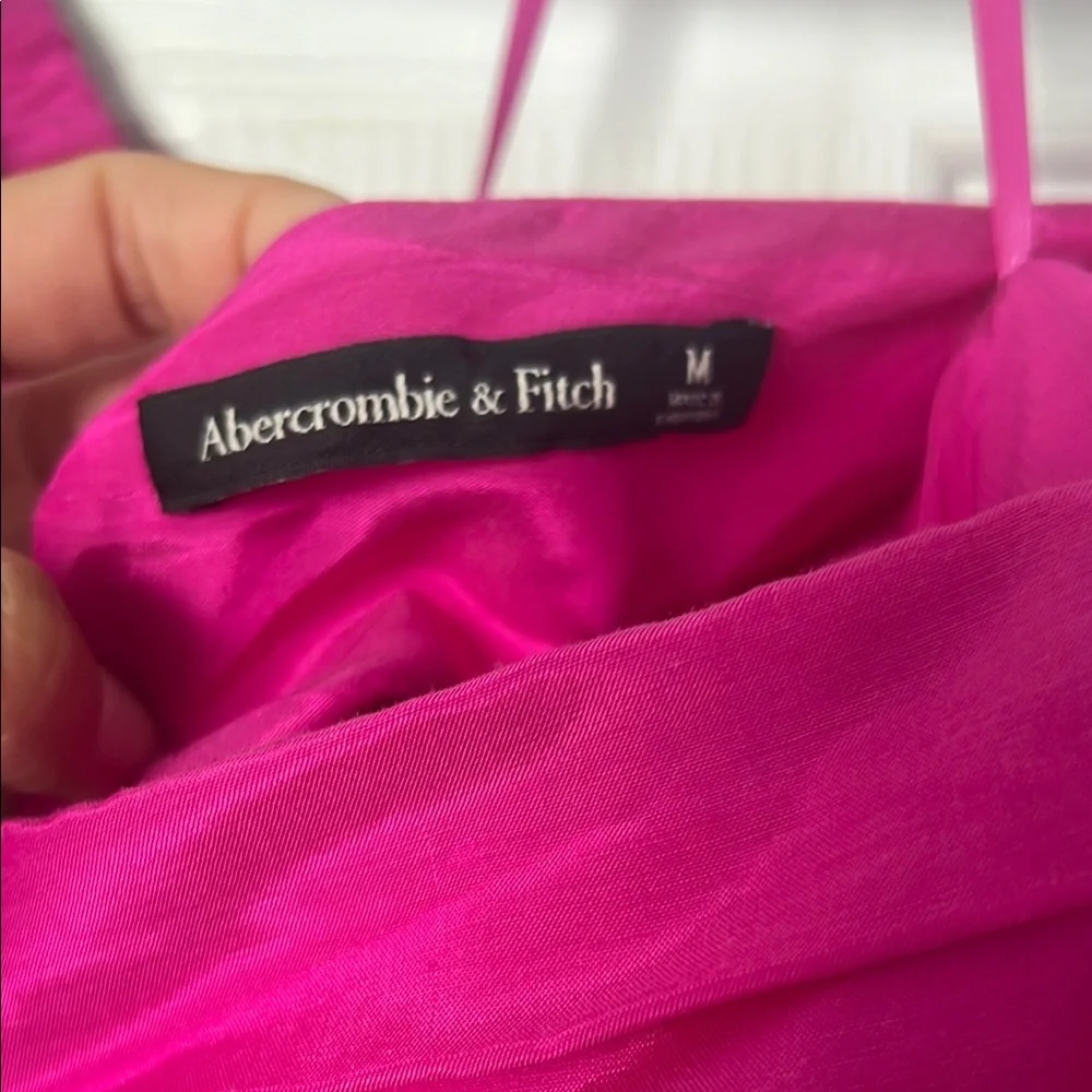 Abercrombie & Fitch Hot Pink Puff-Sleeve Maxi Dress